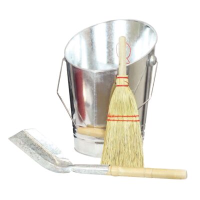 Kit recogecenizas para estufas: cubo, pala y escoba